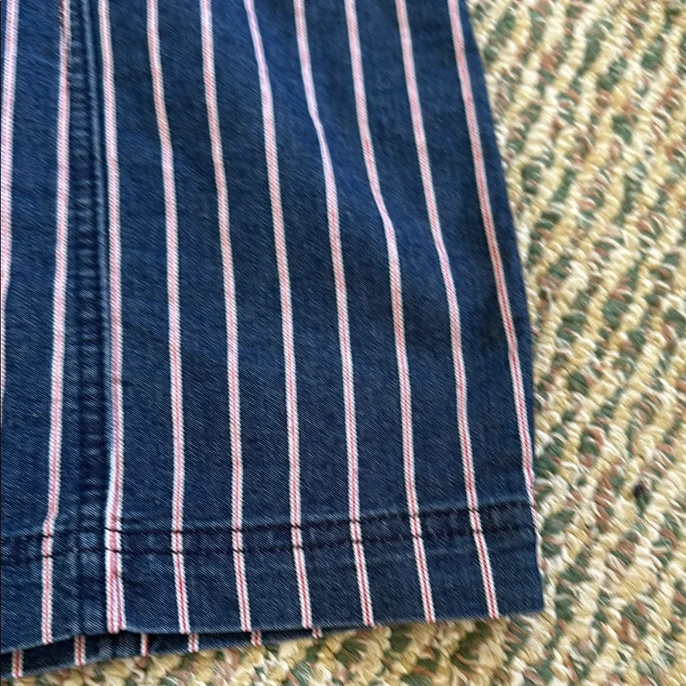 Others Follow Striped Blue Jean Skirt